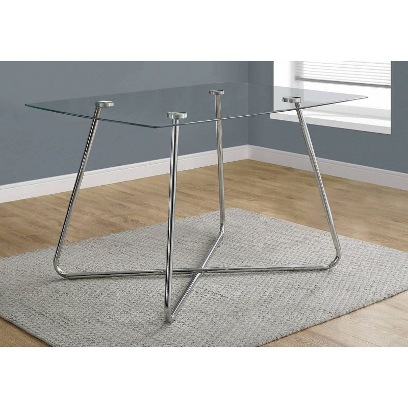 Dining Table - Chrome with Tempered Glass - EveryRoom