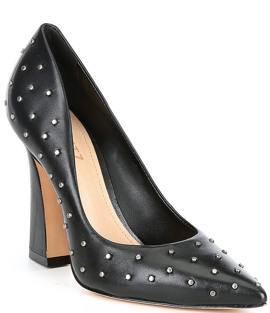 Schutz Belmira Studded Leather Pointed Toe Pumps