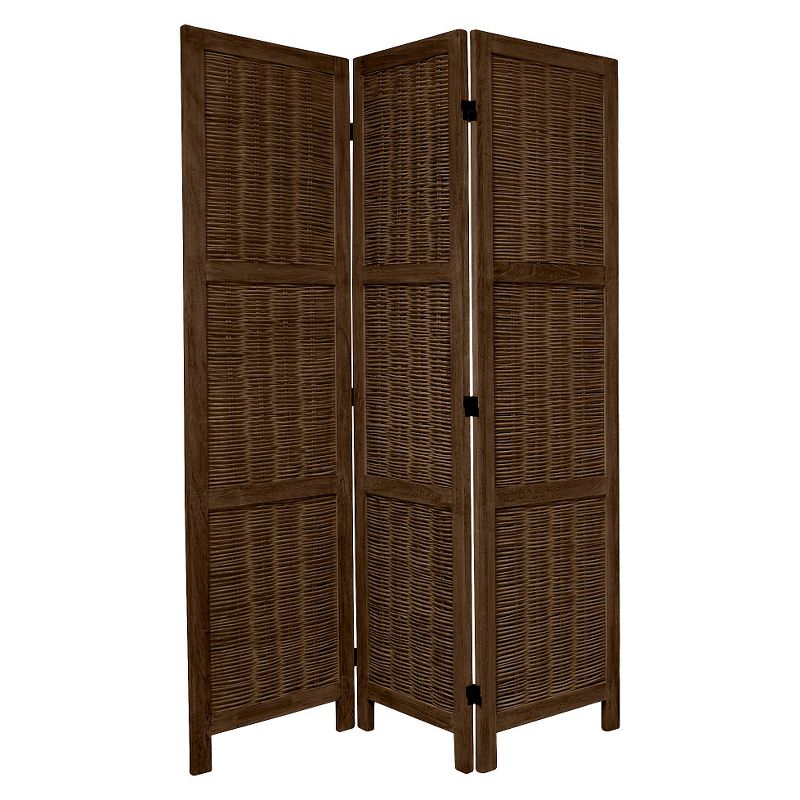 5 1/2 ft. Tall Bamboo Matchstick Woven Room Divider - Burnt Brown (3 Panel)