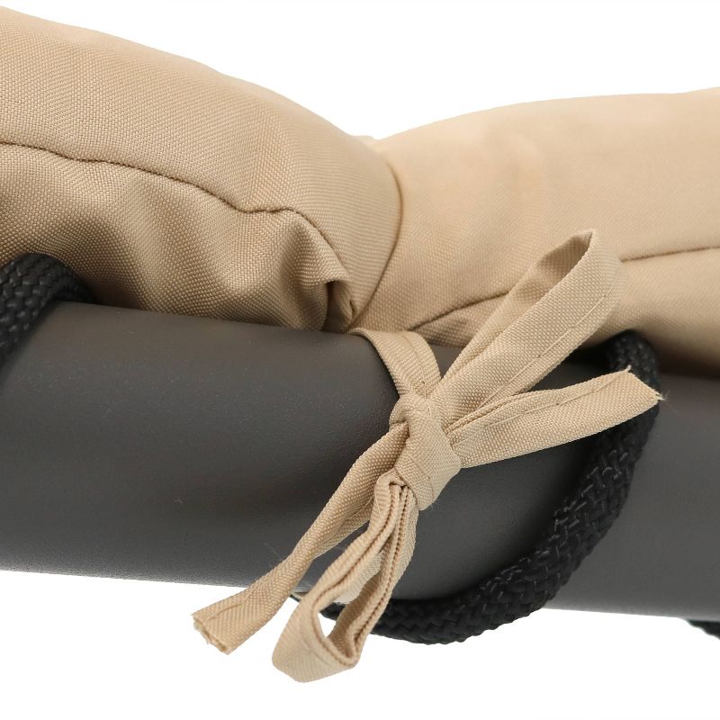 Sunnydaze Outdoor Hanging Chaise Floating Lounge Chair with Canopy Umbrella and Arc Stand, Beige