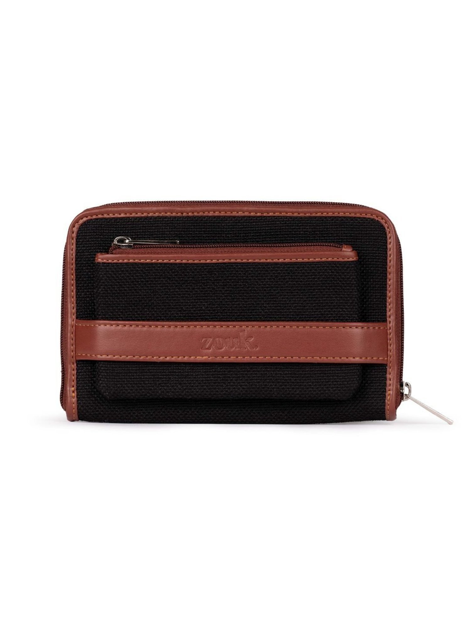 ZOUK Black Printed Zip Around Wallet for Women