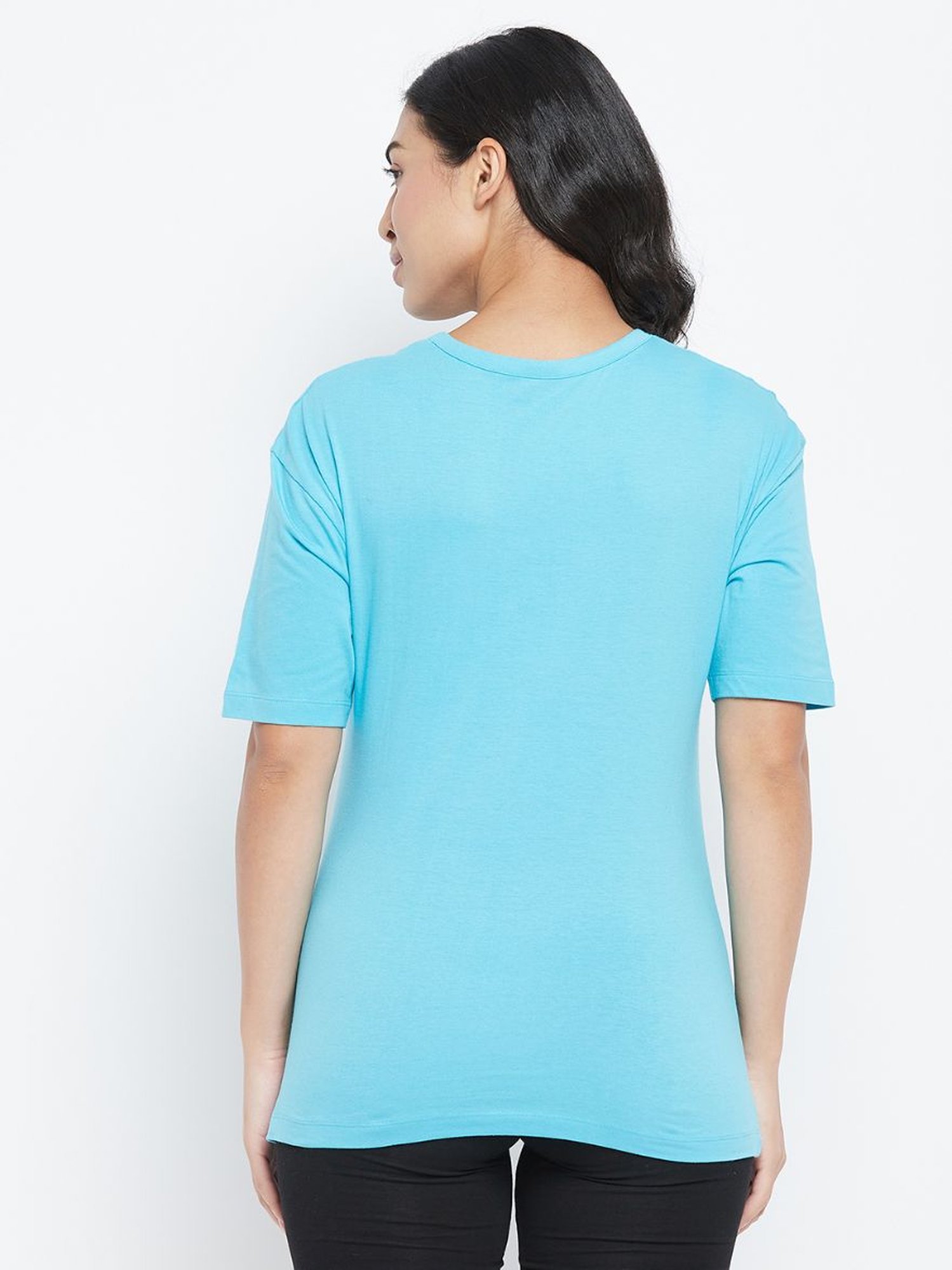 Clovia Blue Printed T-Shirt