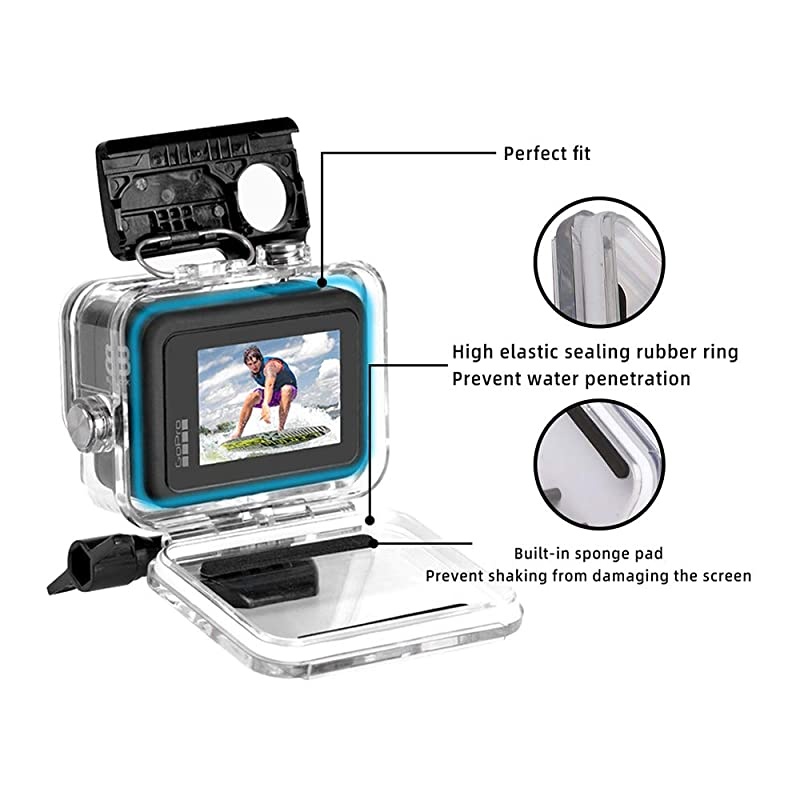 Waterproof Housing Case for GoPro Hero 7 White/Silver,Protective 45m Underwater Dive Case Shell with Replaceable Touch Back Cover for GoPro Camera Accessories