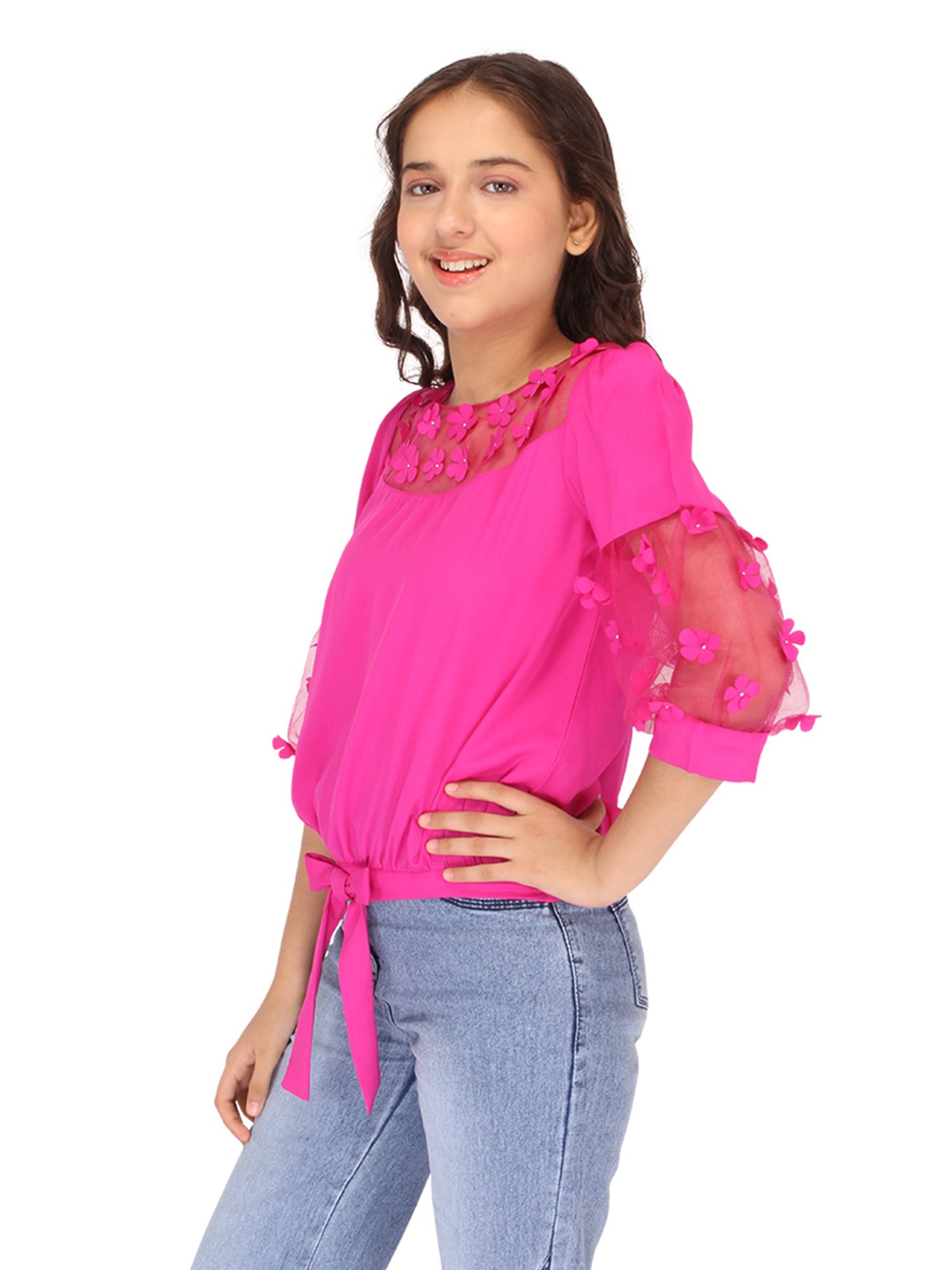 Cutecumber Kids Fuchsia Applique Top