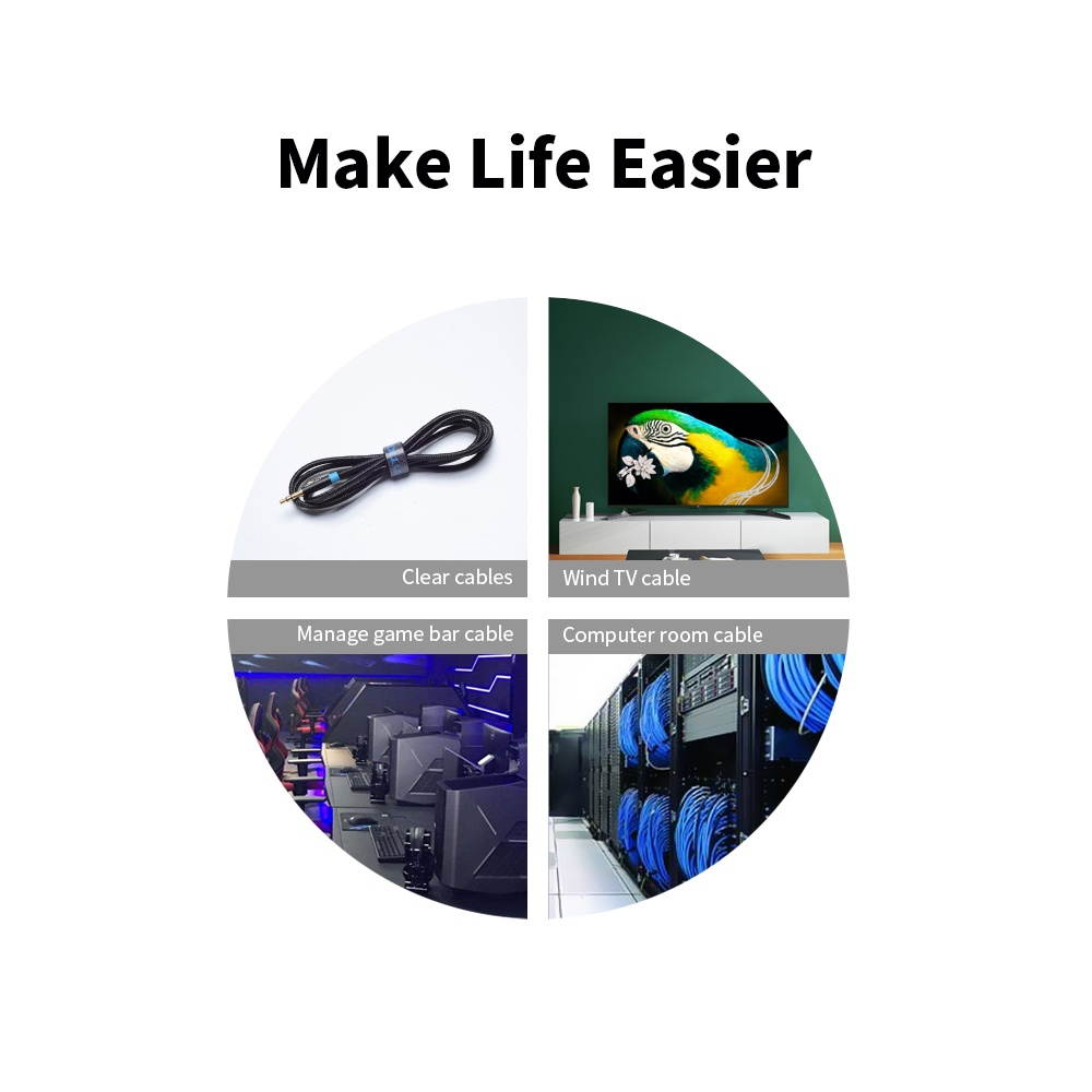 VENTION Cable Organizer Computer Wire Manager with Fastener Cable Winder with Nylon Hook and Loop Fasteners Power Cable Bind 5m/16.40ft