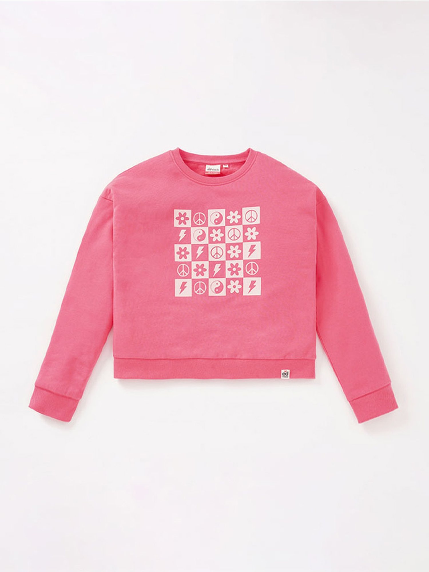 Edheads Kids Pink Cotton Printed Full Sleeves Sweatshirt Set