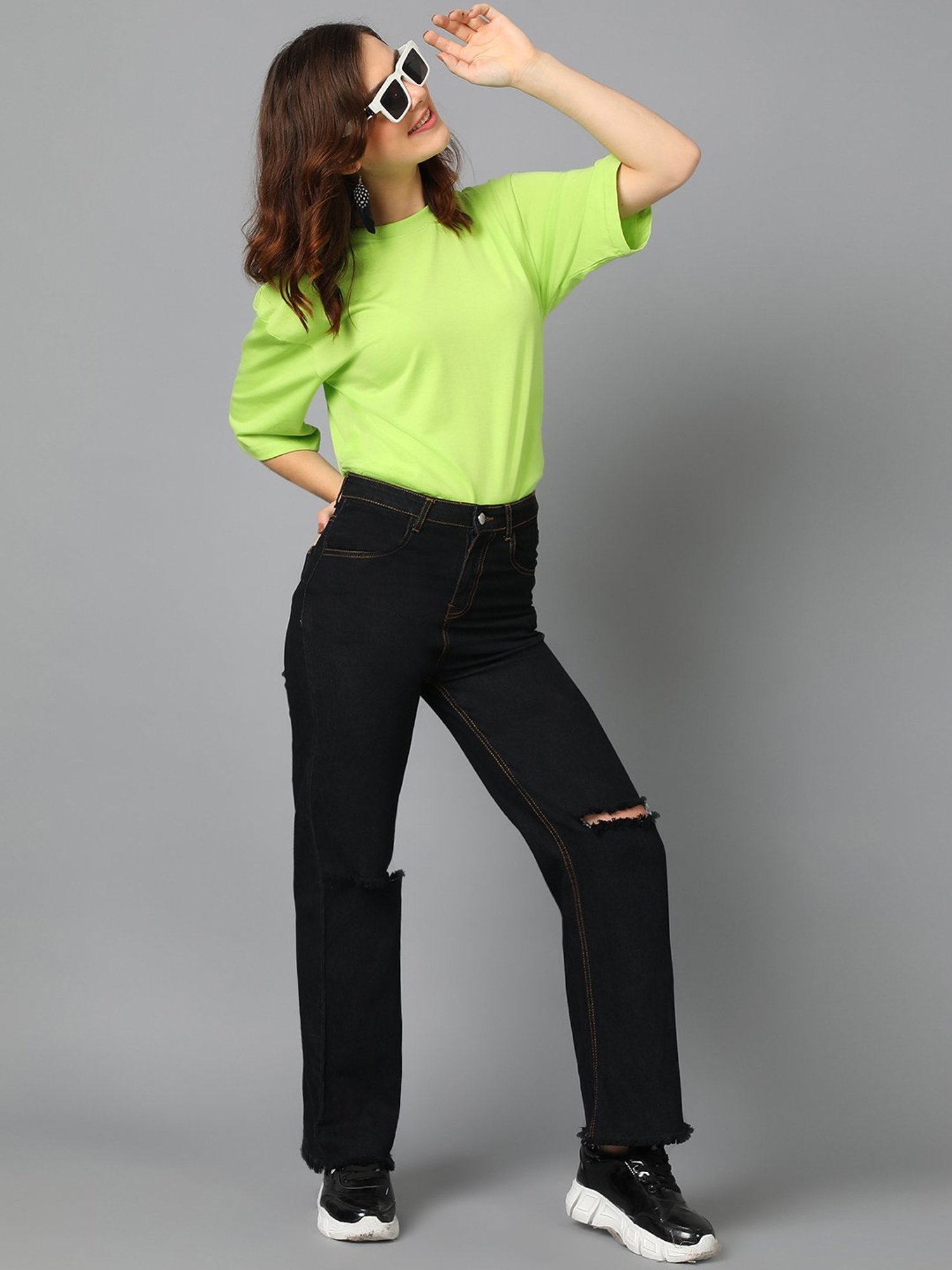 Kotty Light Green Relaxed Fit Oversized T-Shirt