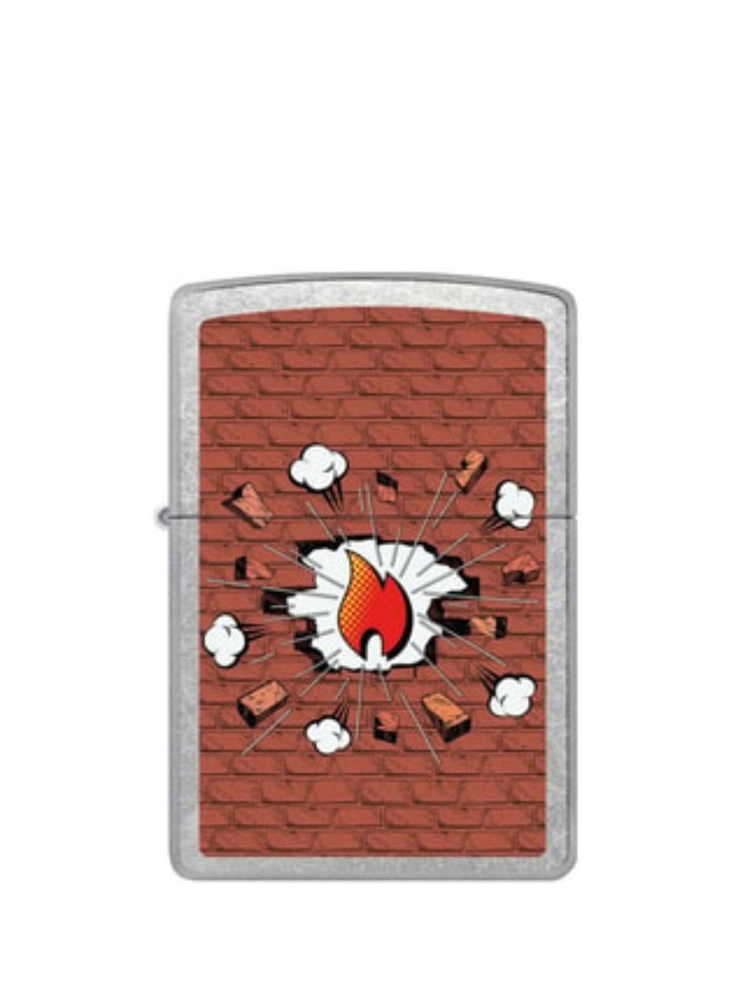 Zippo Brick Comic Graphic Silver Brass Windproof Pocket Lighter