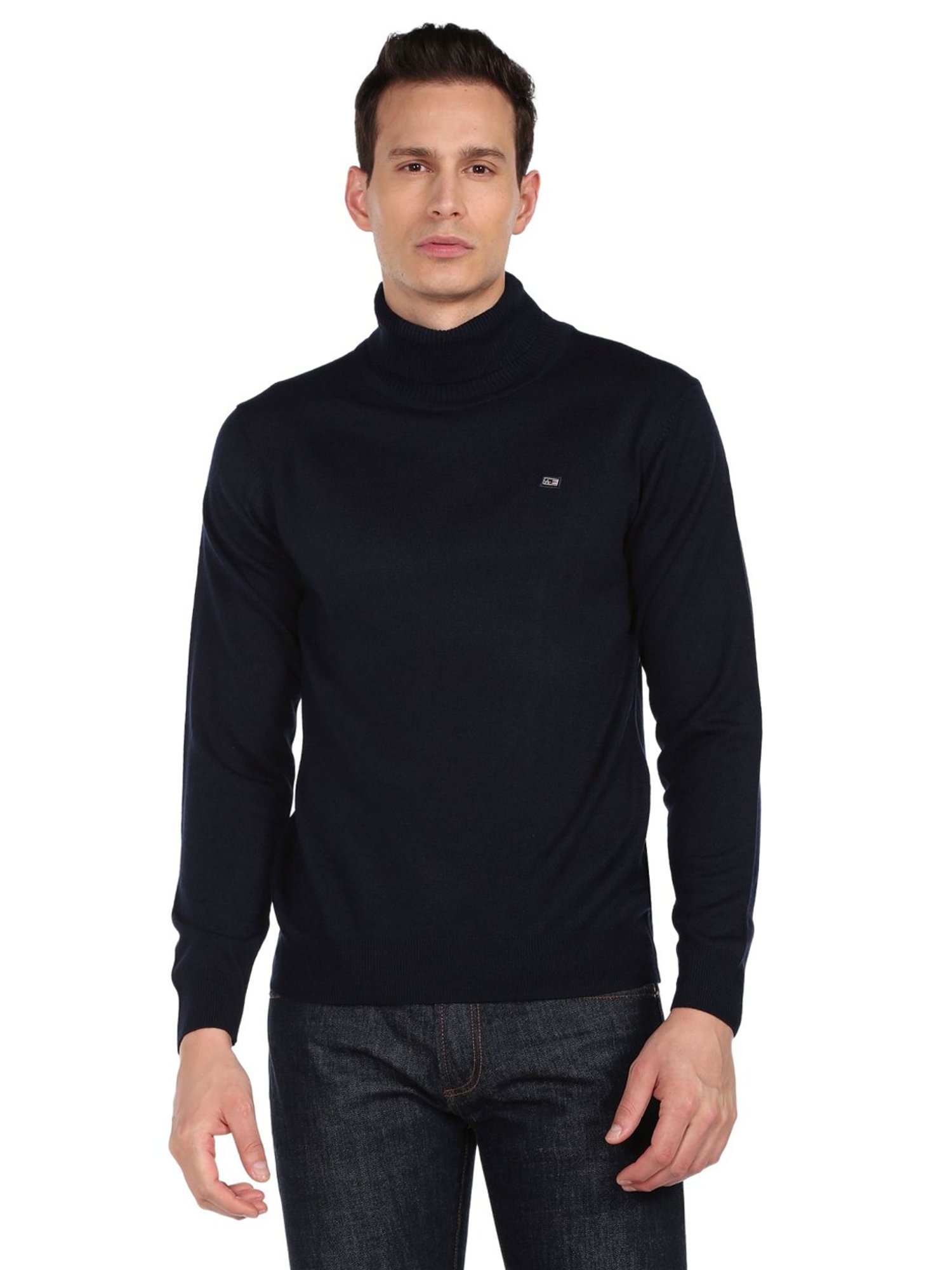Arrow Sport Navy Cotton Regular Fit Sweater