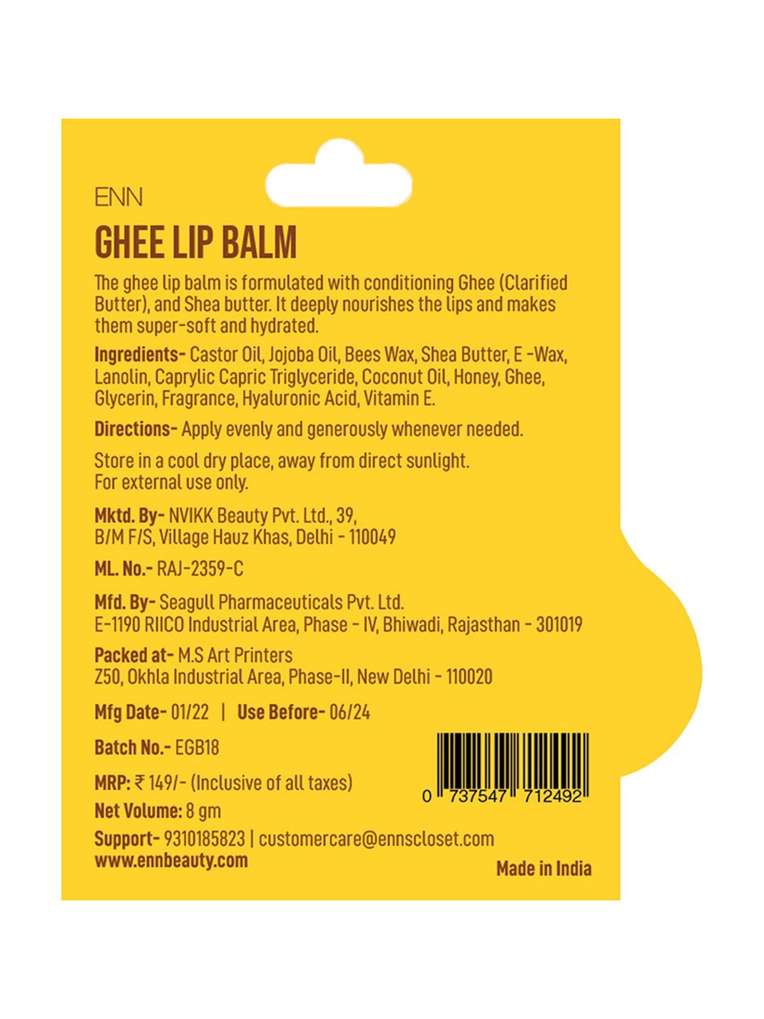 ENN Ghee Lip Balm - Pack of 2