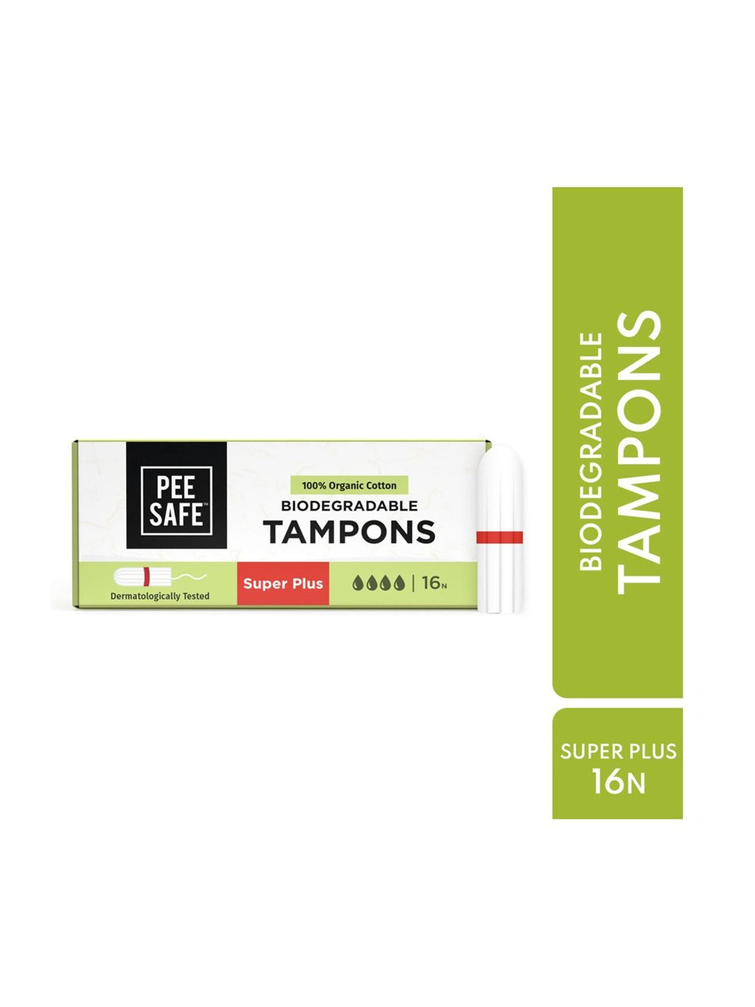Pee Safe Organic Cotton Tampon (Super plus) - Pack of 16