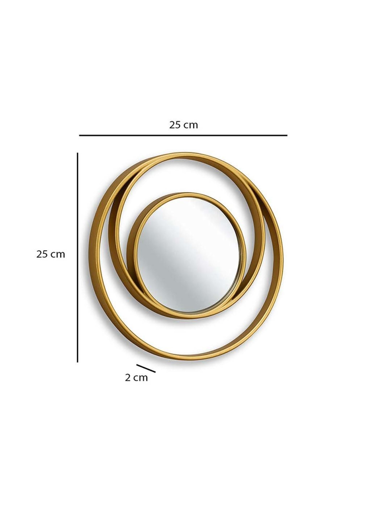 @home Gold Glass Cirque Round Decorative Wall Mirrors - Set of 3