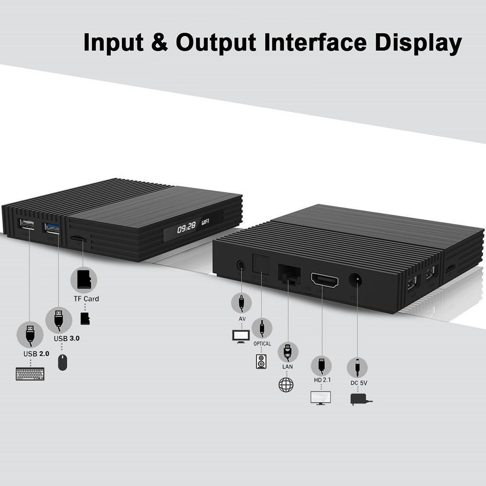 A95X F2 Android 9.0 Smart TV Box Cortex-A53 Quad-core H.265 4K VP9 4GB+32GB 2.4G WiFi HD Media Player Time Display Video Player Support 32GB TF Card Remote Control EU Plug