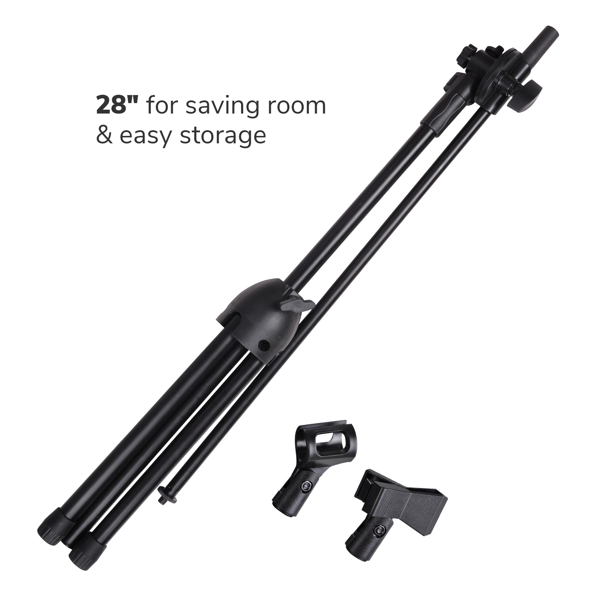 12pcs Microphone 360-degree Rotating Stand 2 Mic Mount Boom Folding Type Tripod