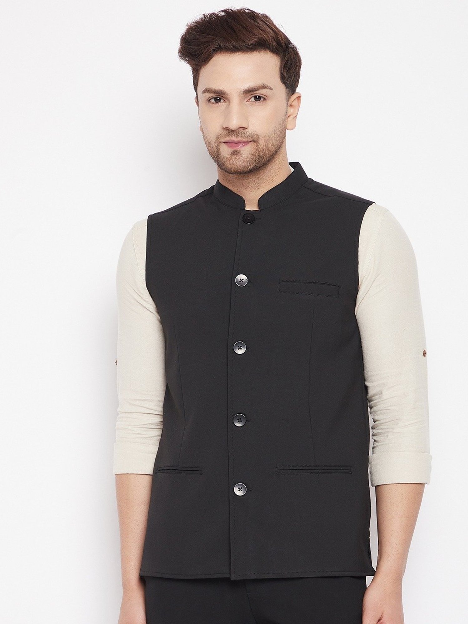 Even Black Regular Fit Nehru Jacket