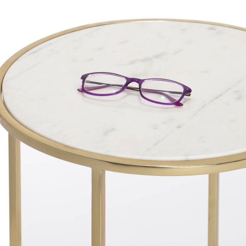 Elliott Marble Side Table White/Gold - Adore Decor