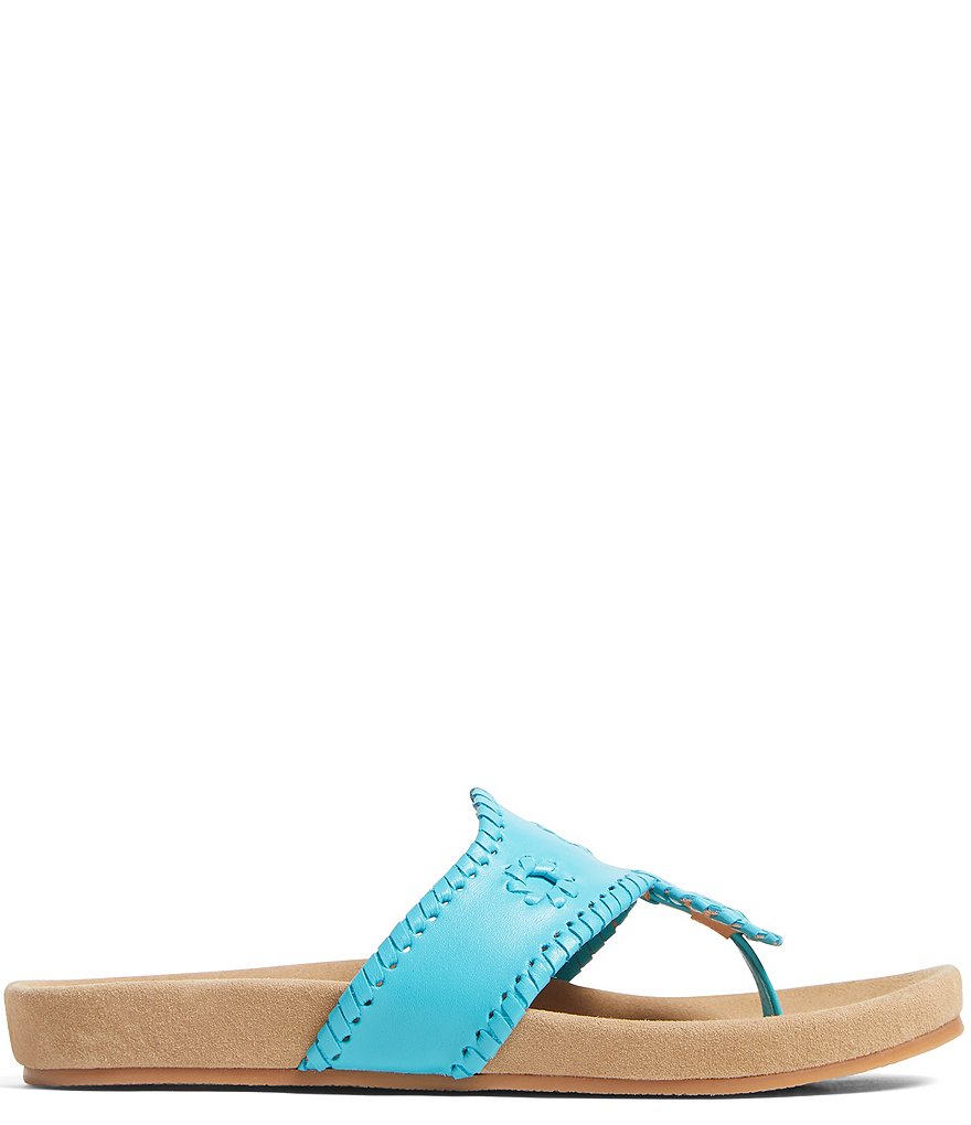 Jack Rogers Jacks Comfort Leather Whipstitch Detail Thong Sandals