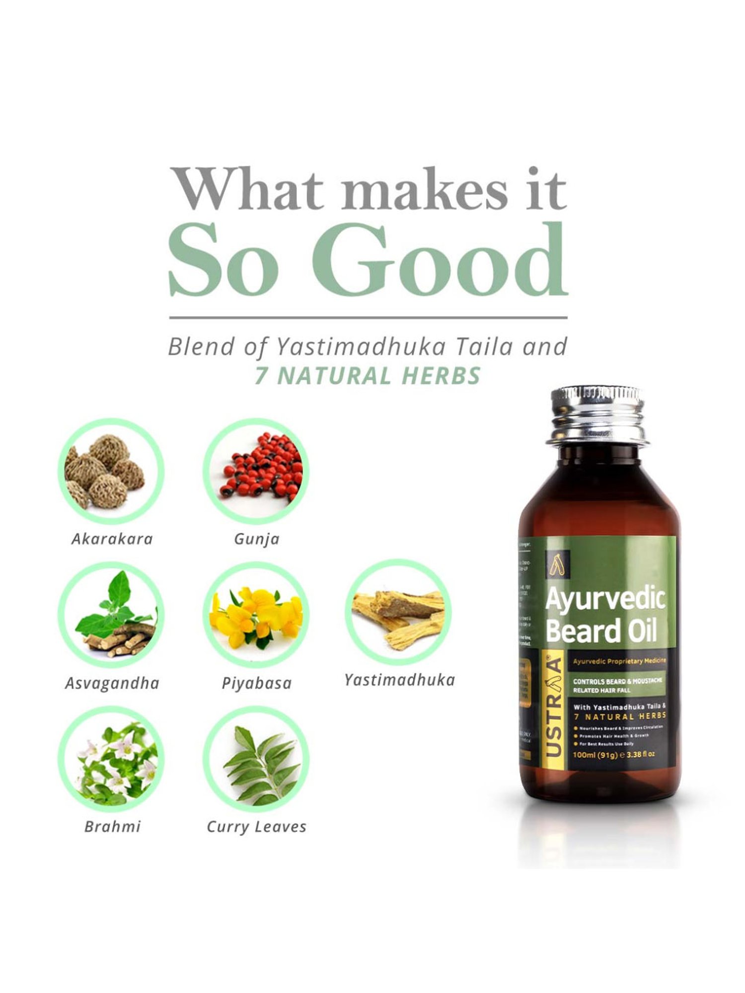 THE REAL MAN Beard Growth Oil 100 Percent Organic Beard & Moustache Hair Growth Oil - 50 ml