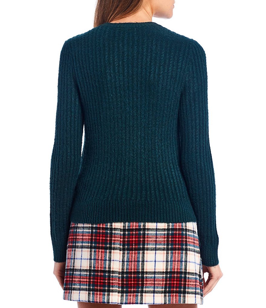 Copper Key Shoulder Button Detail Cable Knit Sweater