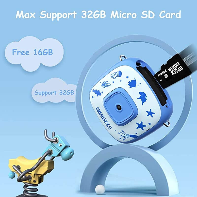 Kidicam 2.0 Kids Action Camera, Waterproof Digital Camera for Boys Girls 1080P Sports Camera Camcorder with 16GB Memory Card (Blue)