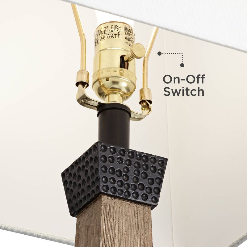 John Timberland Rustic Farmhouse Table Lamps Set of 2 Wood Oatmeal Square Tapered Shade for Living Room Bedroom Bedside Nightstand