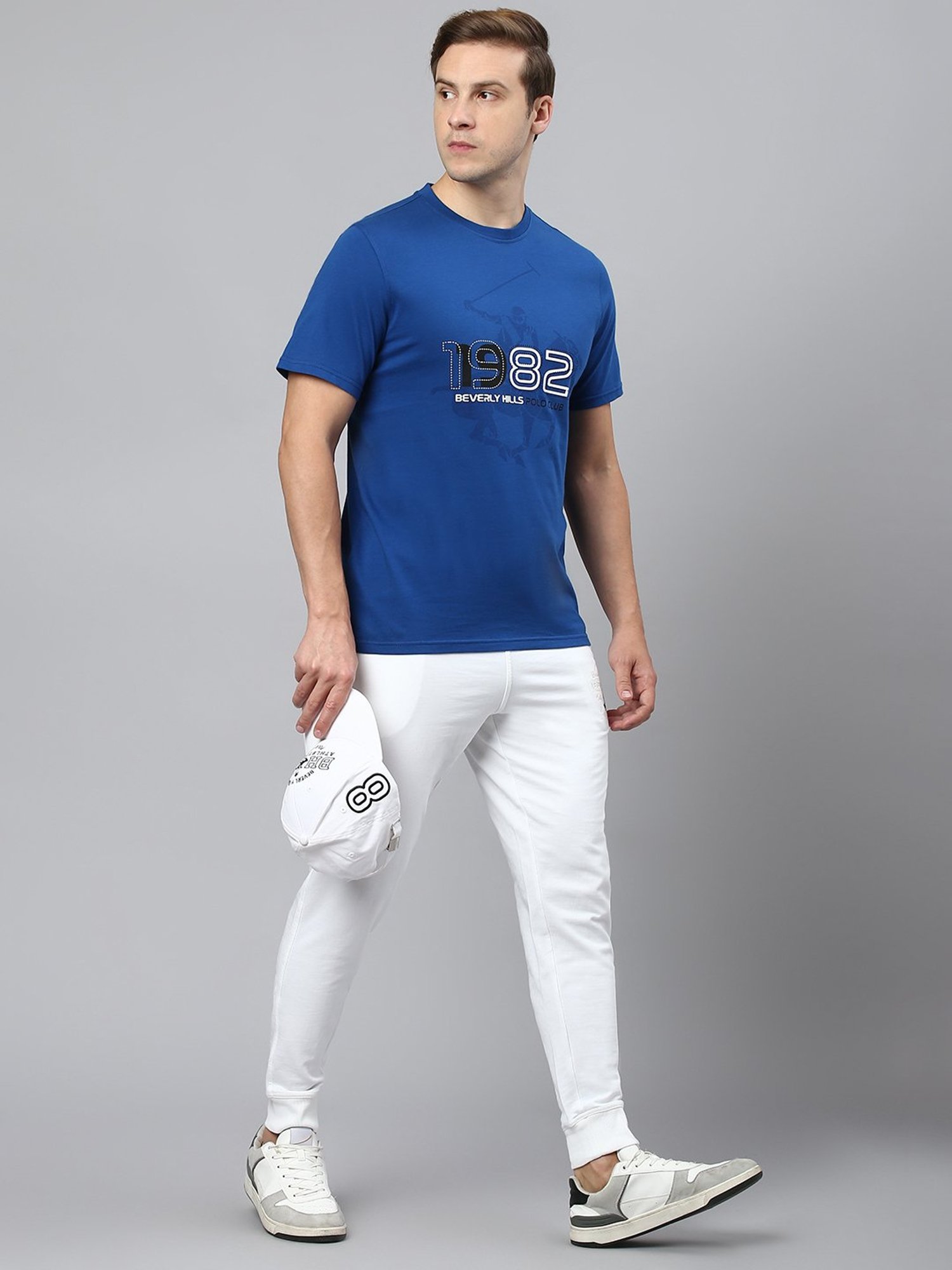 Beverly Hills Polo Club Royal Blue Regular Fit Cotton Crew T-Shirt