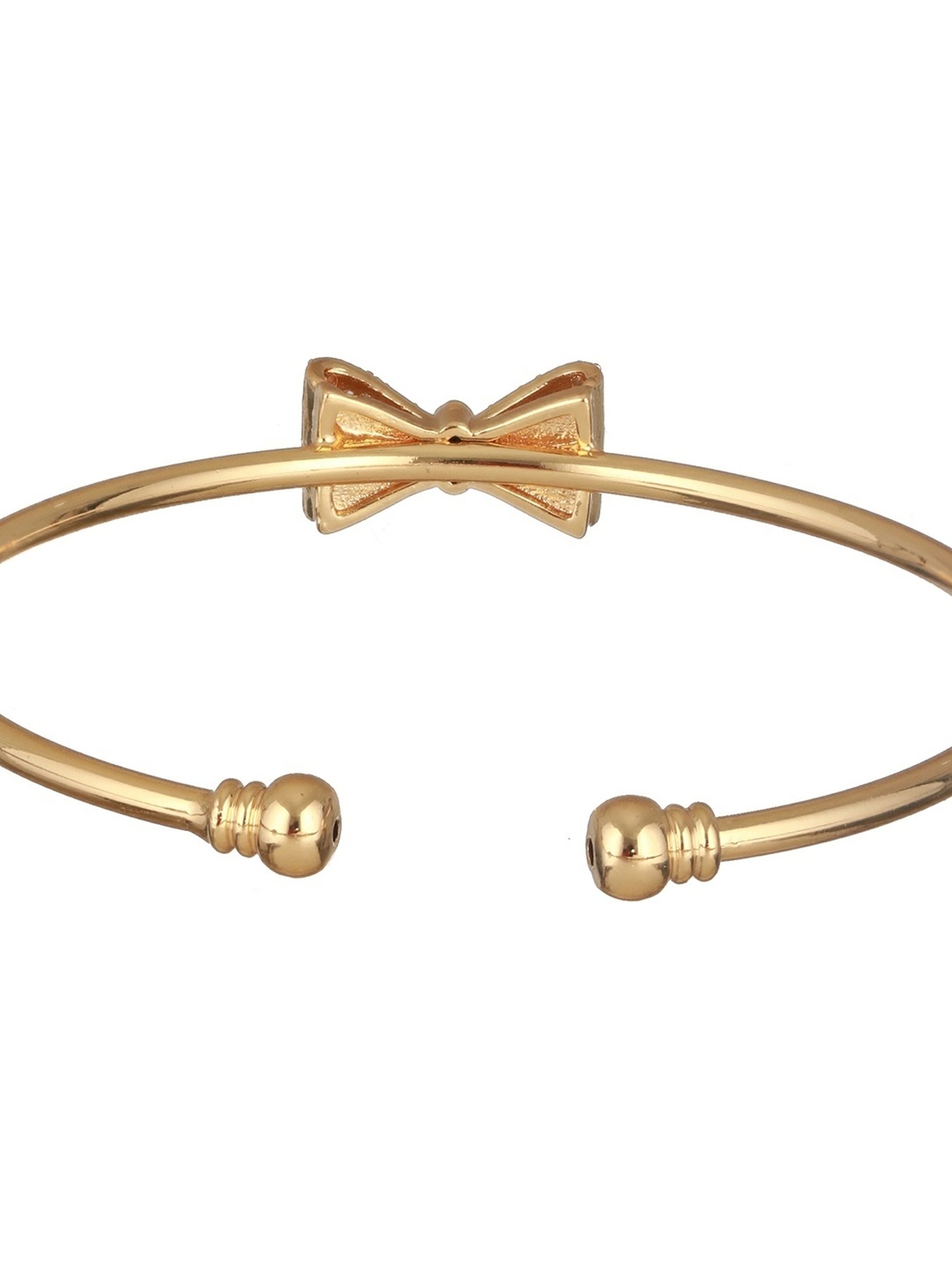 Prita by Priyaasi Studded Bow Gold-Plated Cuff Bracelet