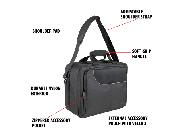 USA GEAR Console Carrying Case - Xbox and PlayStation Travel Bag. Water Resistant Exterior and Customizable Interior - Black