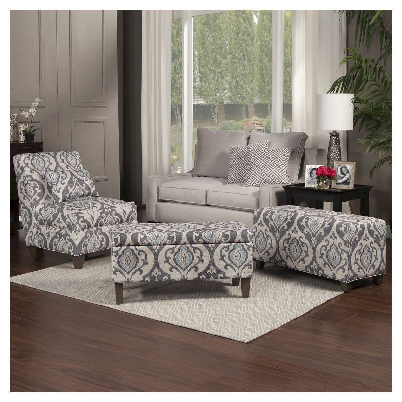 Blue Slate Collection Accent Chair Gray/Light/Large Damask - HomePop