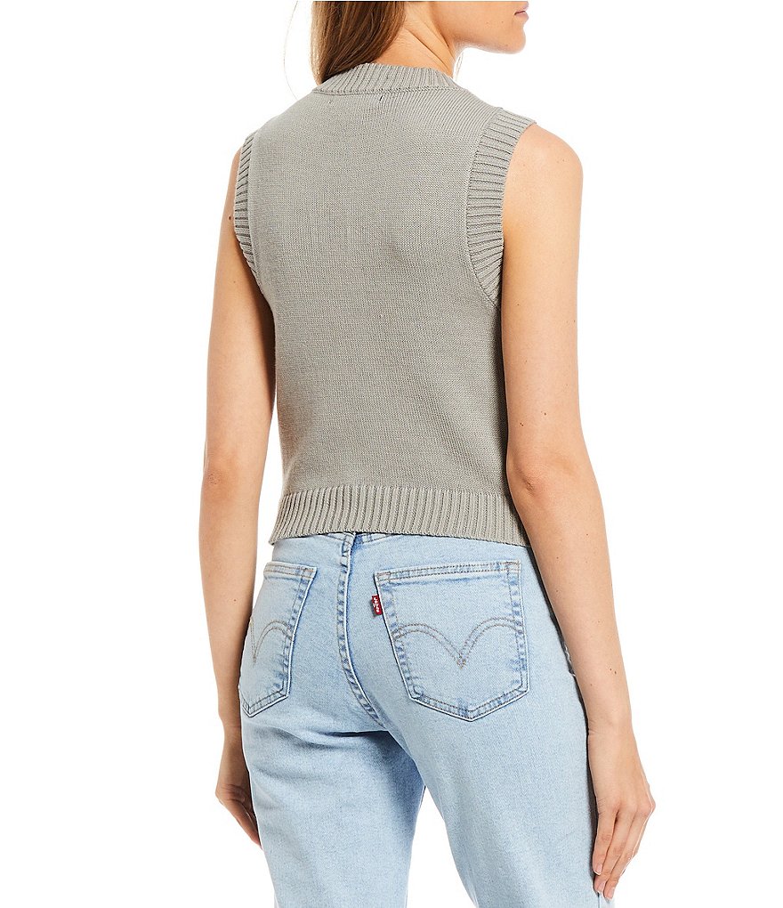 Say What Argyle Print Cropped Sweater Vest Top