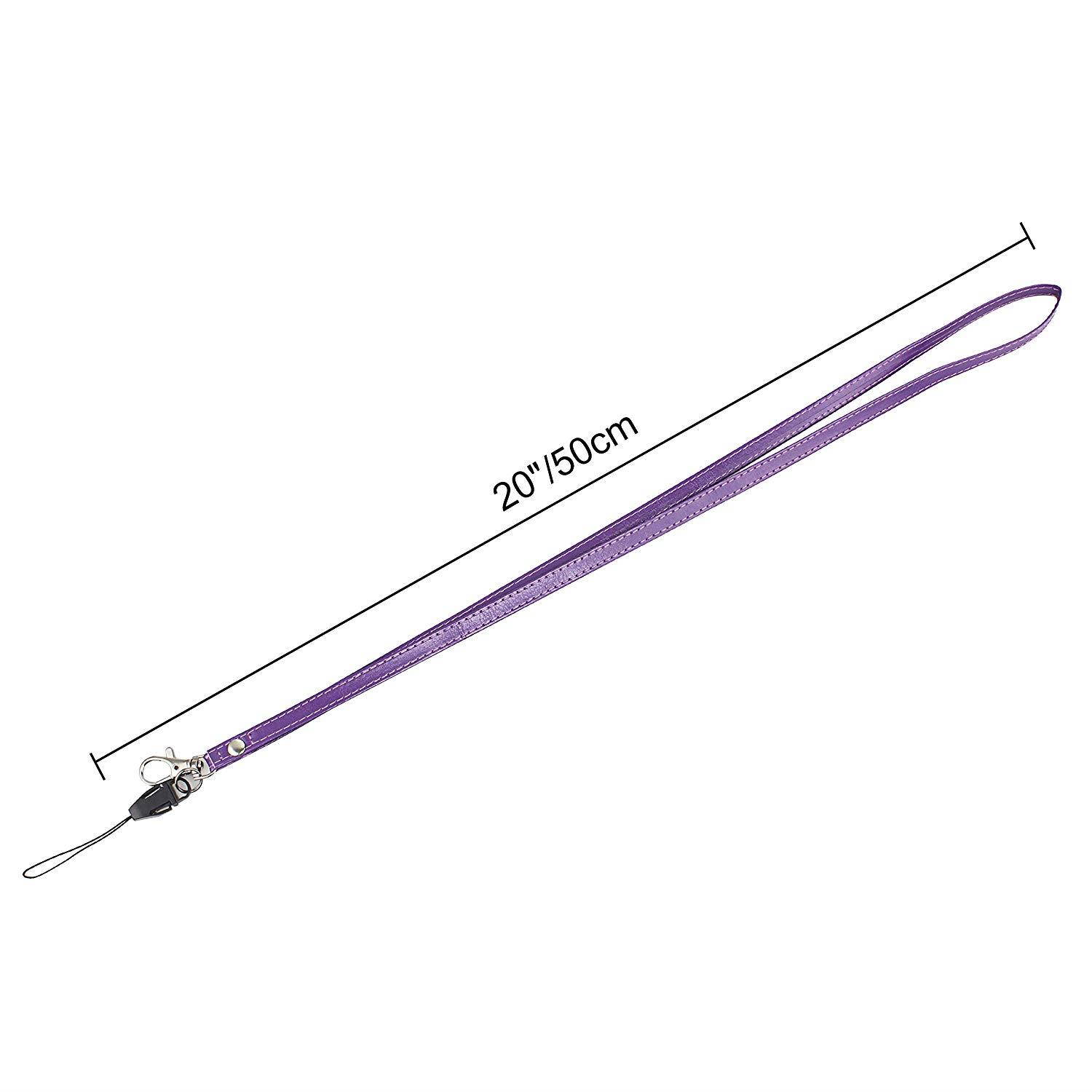 Badge Holder with Zip, Wisdompro 2-Sided PU Leather ID Badge Holder with 1 ID Window, 4 Card Slots, 1 Side Zipper Pocket and 1 piece 20" PU Neck Lanyard/Strap - Purple (Horizontal)