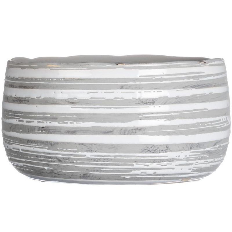 Sullivans Ceramic Striped Planter 4"H Gray