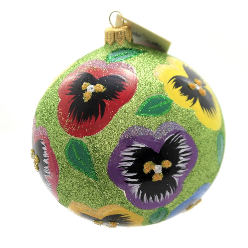 Christina's World 4.5" Glitter Pansies Ornament Spring Flowers  -  Tree Ornaments