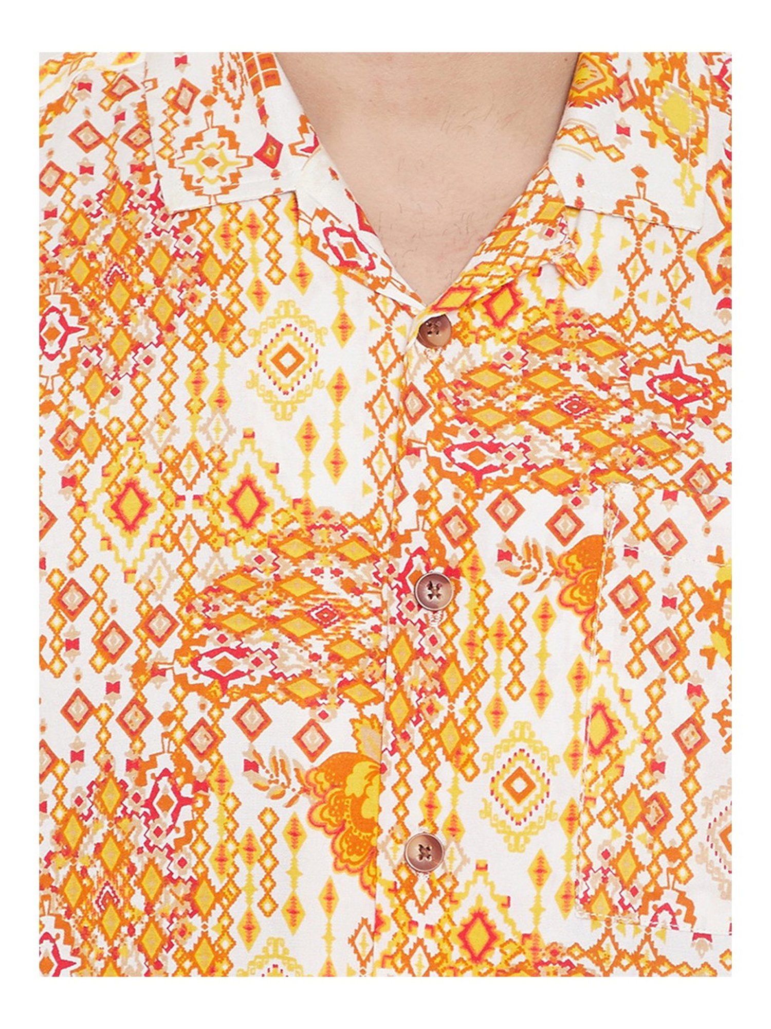 Even Yellow Slim Fit Printed Shirt