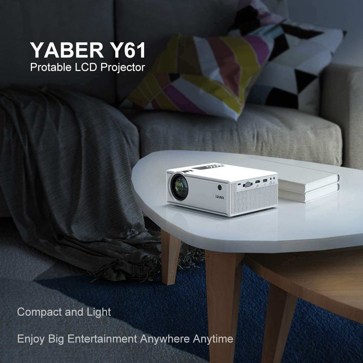 YABER Y61 WiFi Mini Projector 6000L Full HD 1080P and 200" Supported, Portable Wireless Mirroring Projector for iOS/Android/TV Stick/PS4/PC Home & Outdoor