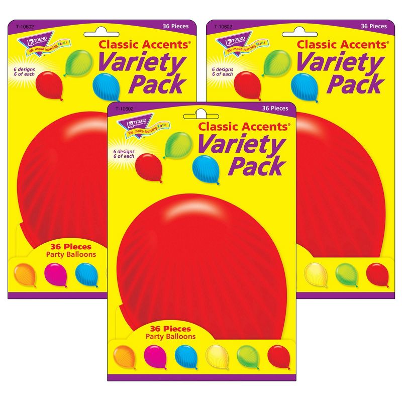 3pk 36 per Pack Party Balloons Classic Accents Variety Pack - TREND