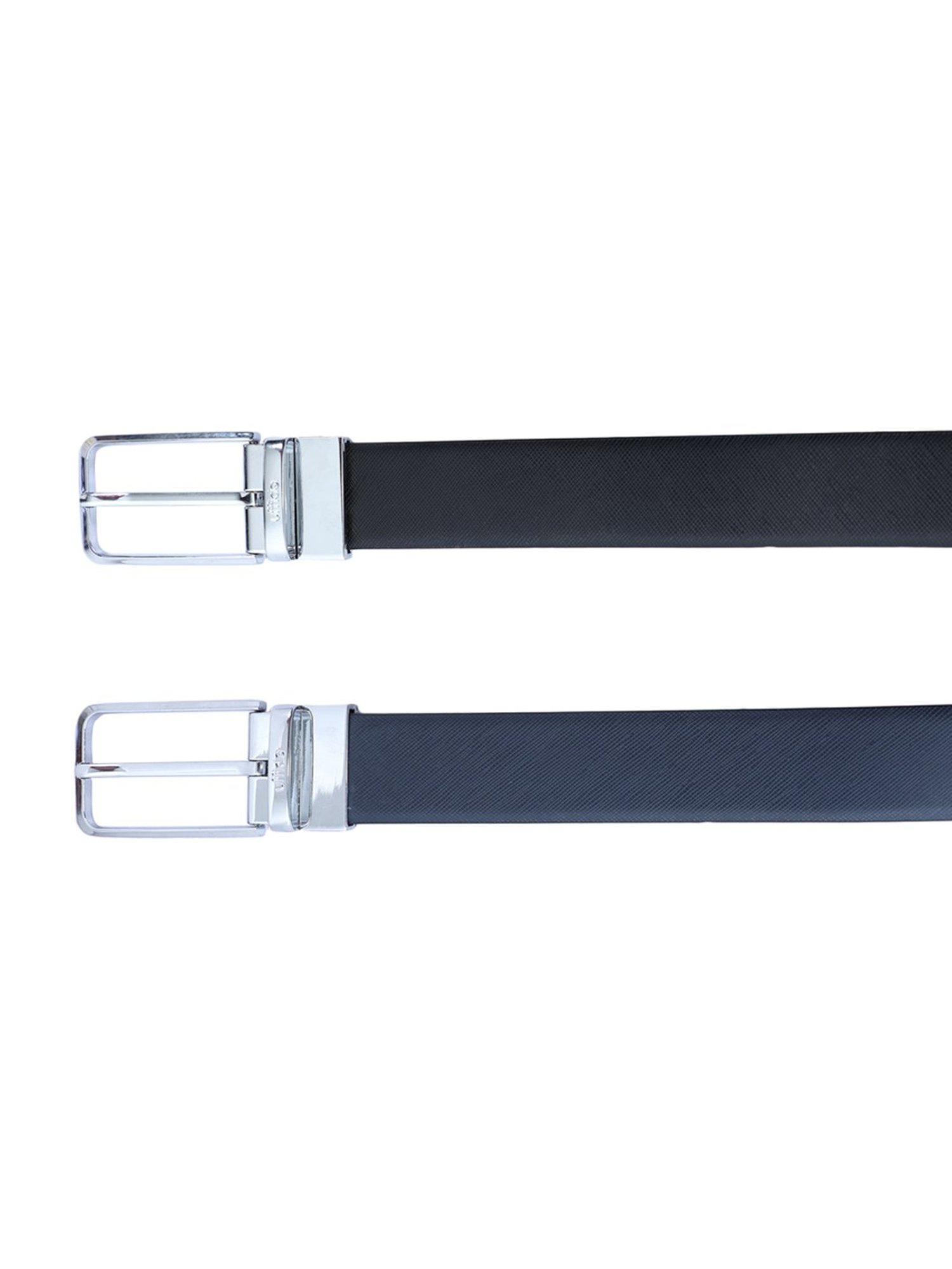 BULCHEE Blue & Black Leather Reversible Formal Belt for Men