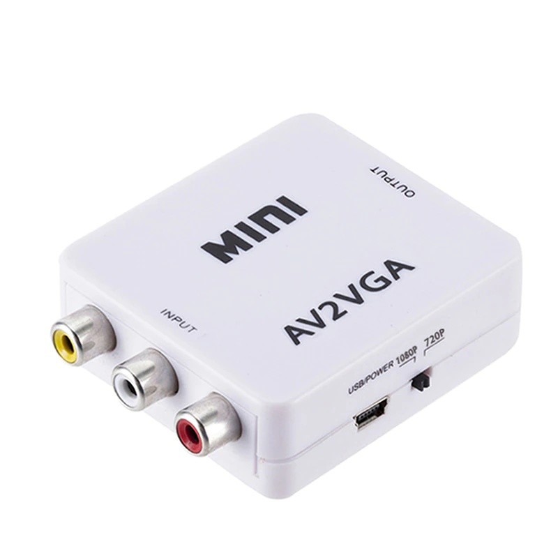 Mini HD AV2VGA Video Converter Convertor Box AV RCA CVBS to VGA Video Converter Conversor with 3.5mm Audio to PC HDTV Converter