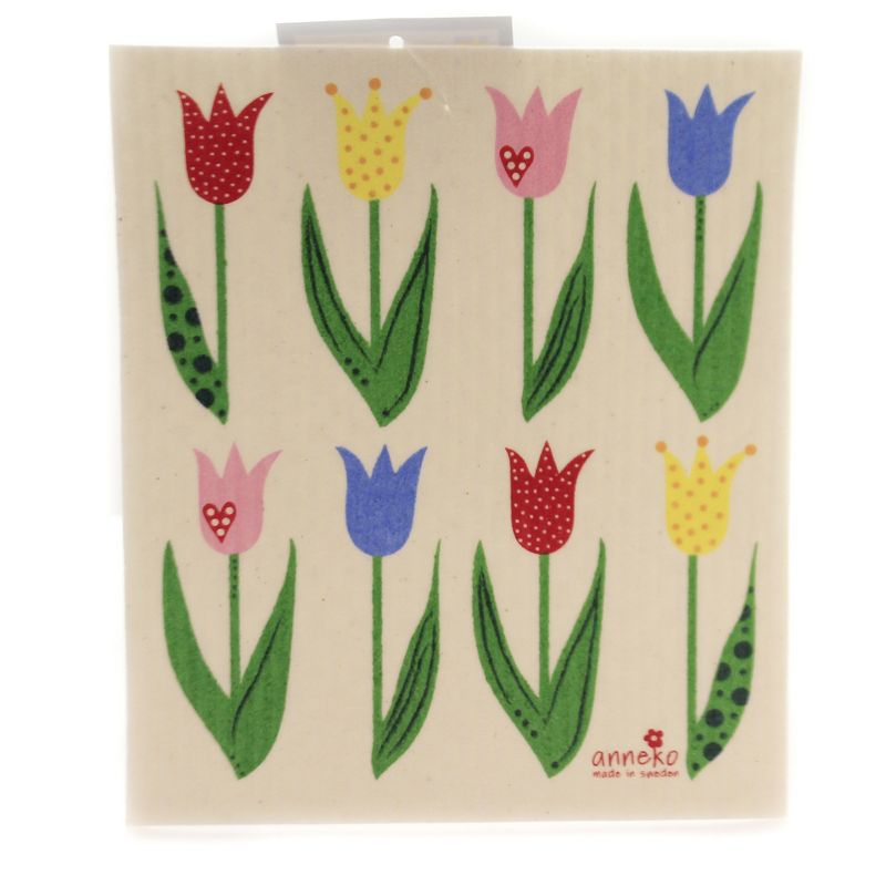 Swedish Dish Cloth 8.0" Tulips Two Kitchen Absorbent Eco-Friendly  -  Dish Cloth