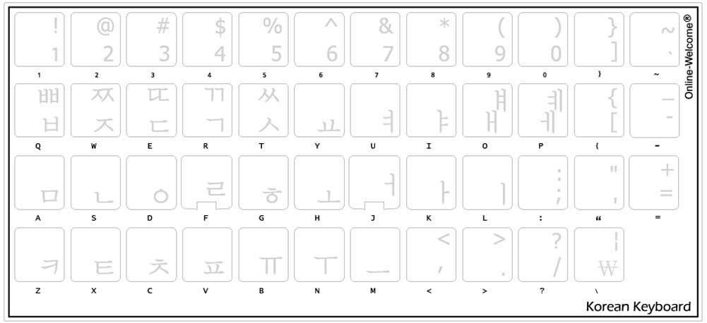 Korean Keyboard Stickers Transparent Background White Lettering for Laptops Pc Any Computer Desktop