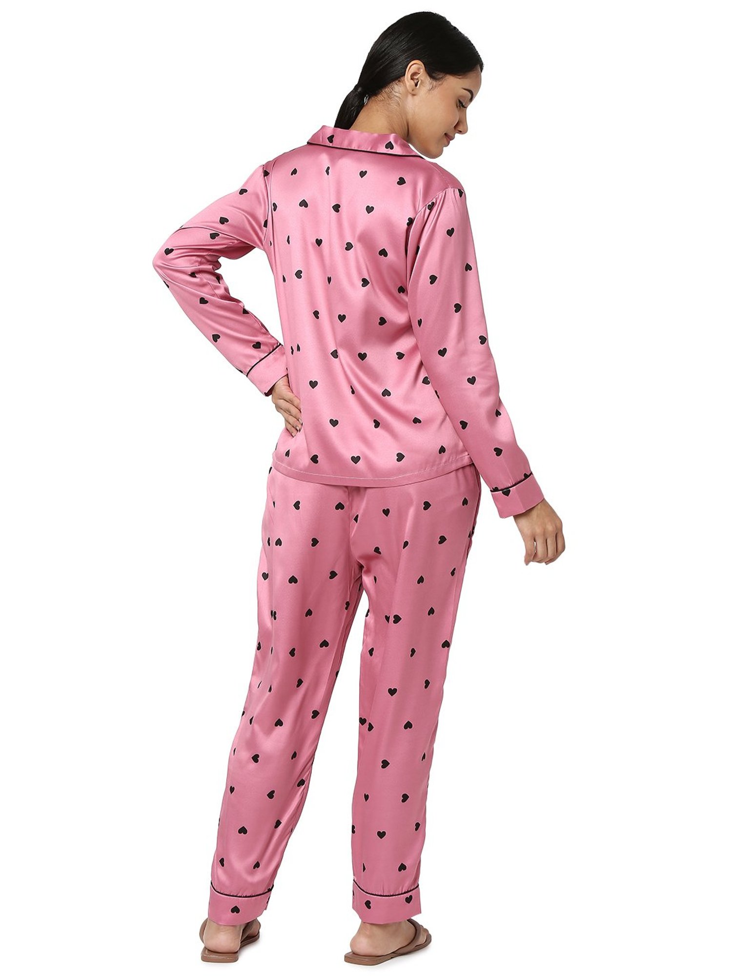 Smarty Pants Pink Satin Print Shirt With Pyjamas