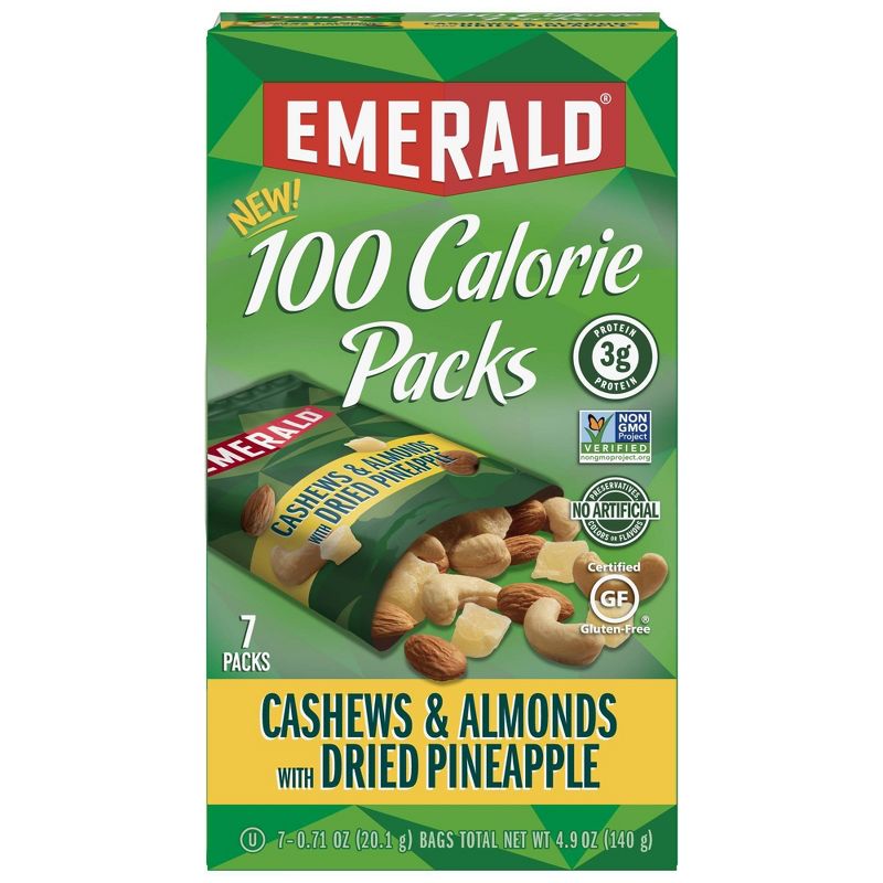 Emerald 100 Calorie Cashews and Almonds with Dried Pineapple - 4.9oz/7ct