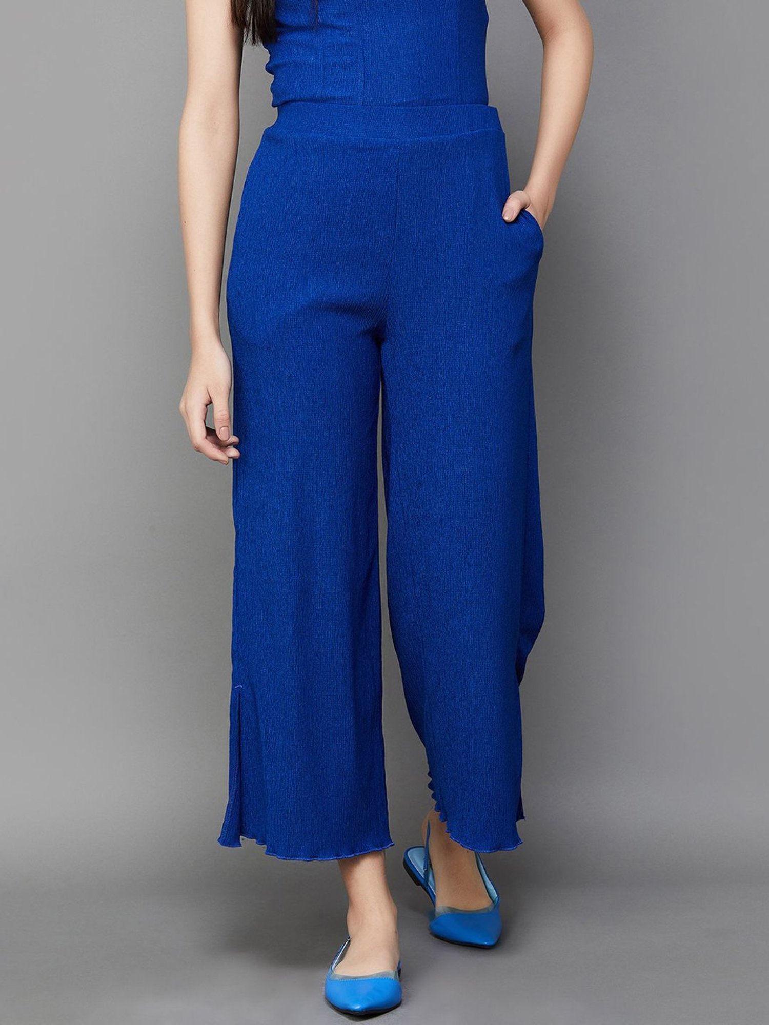 Ginger by Lifestyle Royal Blue Mid Rise Flared Pants