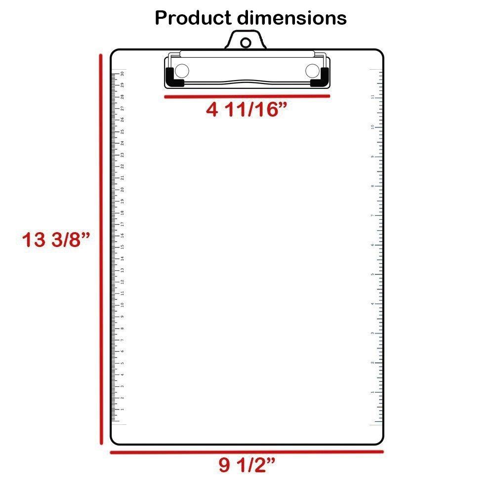 Acrimet Clipboard Letter Size Low Profile Clip (Clear Pink Color) (3 Pack)