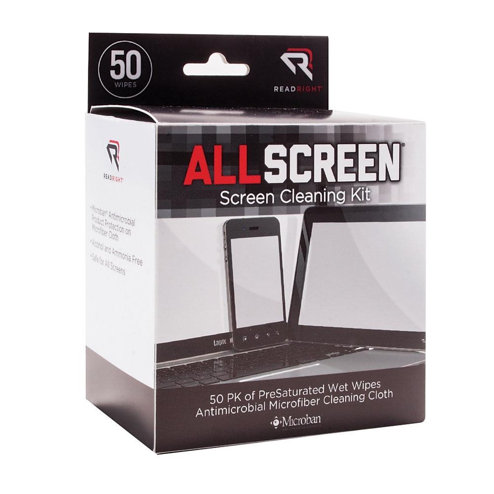 AllScreen Screen Cleaning Kit, 50 Wipes, 1 Microfiber Cloth RR15039