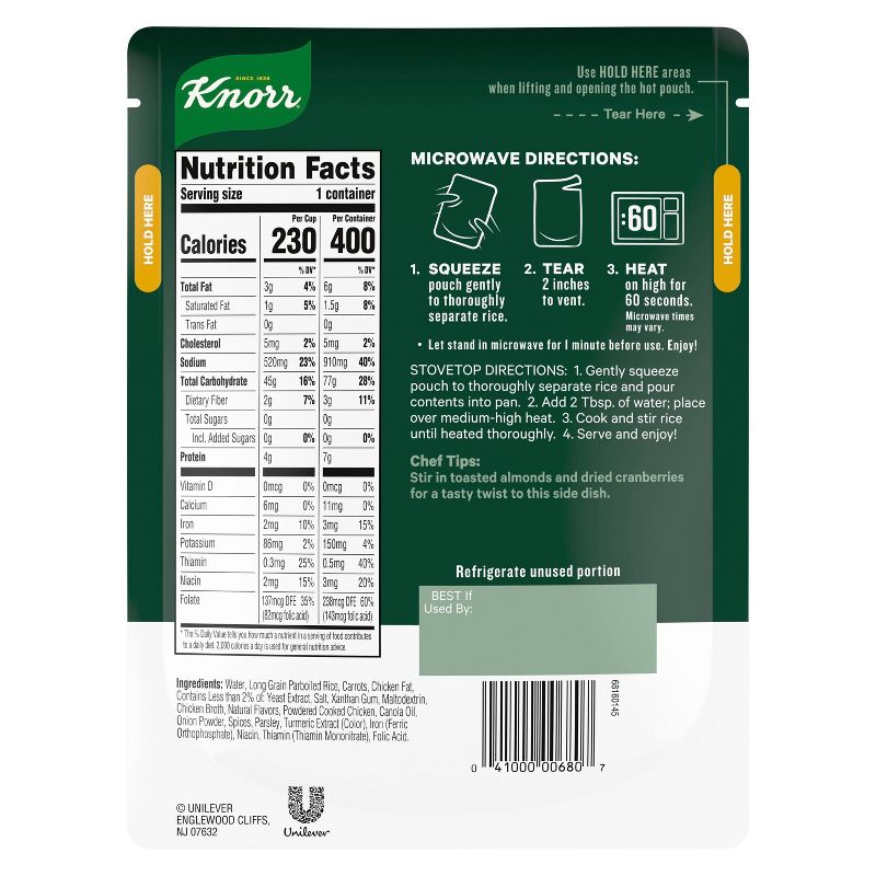 Knorr Ready to Heat Chicken Flavored Long Grain Rice with Herbs - 8.8oz