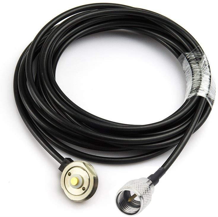 Eightwood NMO 3/4" Mount to Mini-UHF Male Coax Connector Extension Cable RG58 16.4 feet for Two-Way CB Radio Antenna