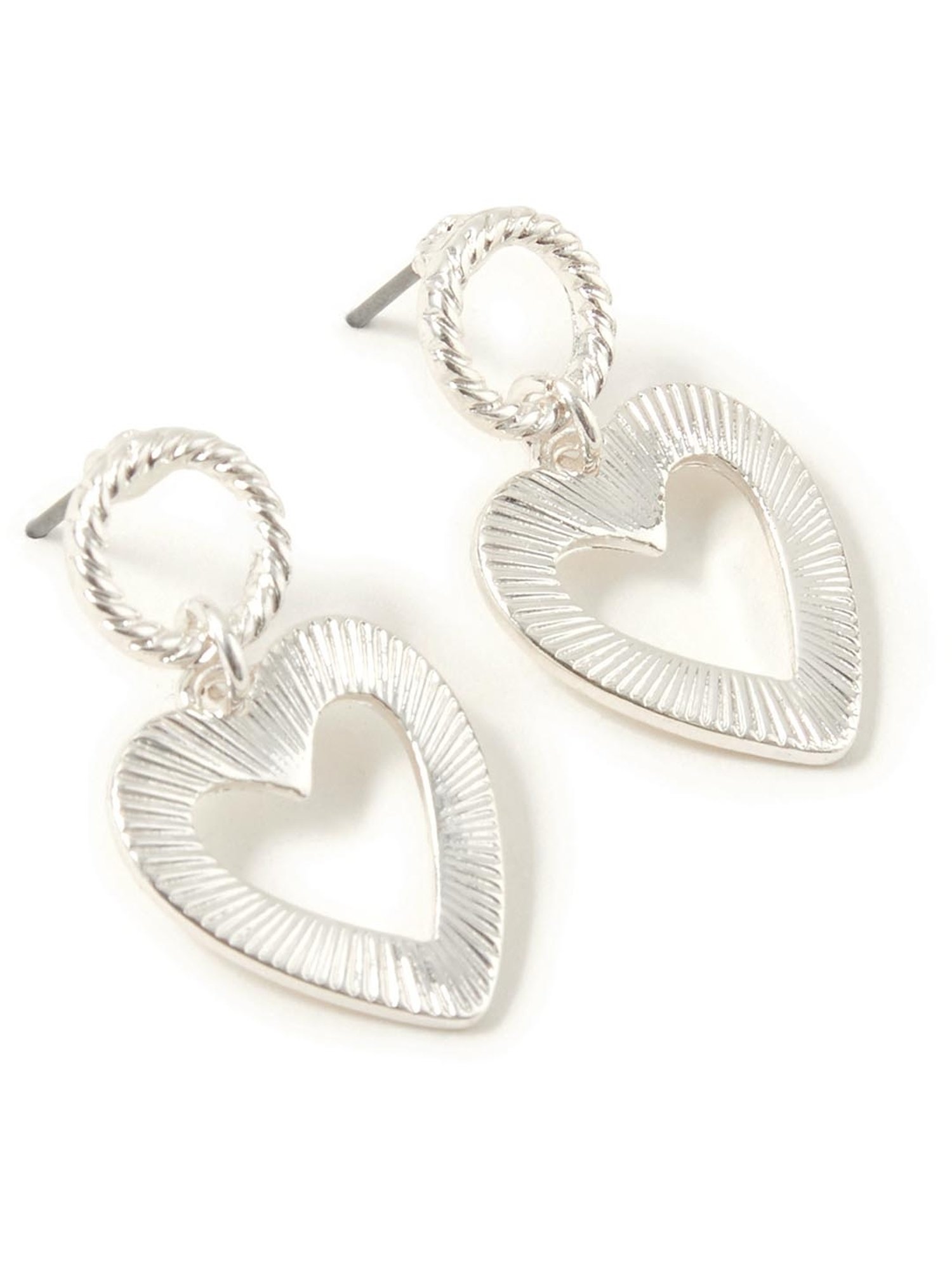 Accessorize London Heart Silver Alloy Drop Earrings