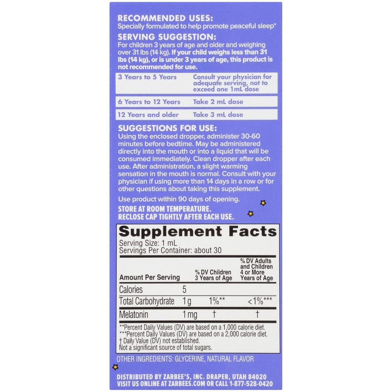 Zarbee's Naturals Children's Sleep Liquid with Melatonin - 1 fl oz