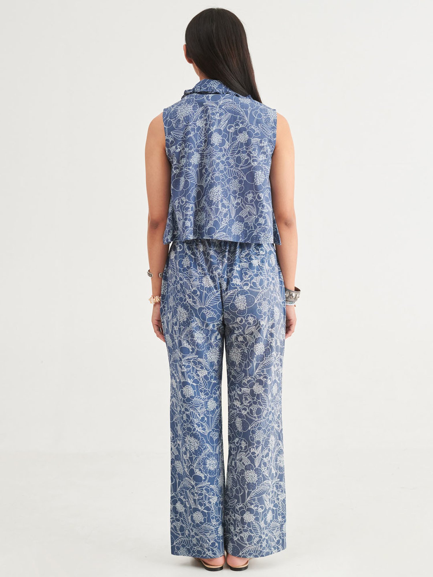 Prakriti Jaipur Indigo Crop Shirt Co-Ord Set